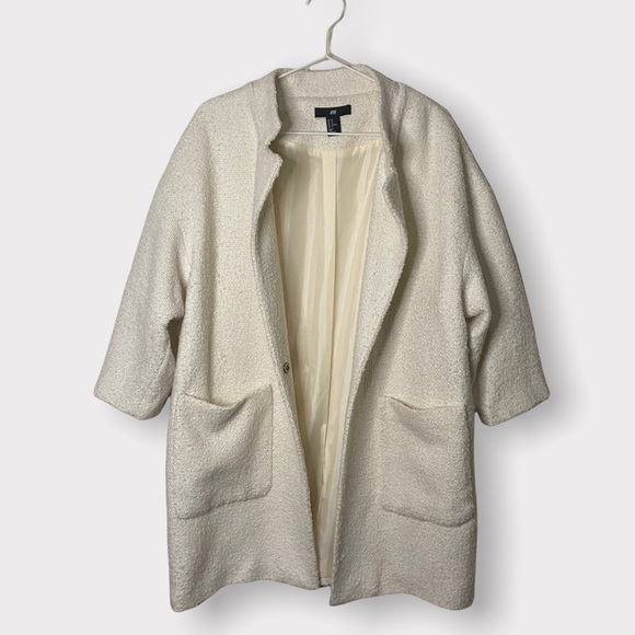 H&M Women’s Half Sleeve Boucle Overcoat - Picture 1 of 6